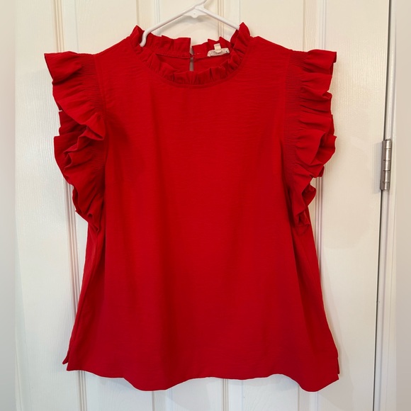 Jodifl- Red Ruffle Sleeve Women's Top - Picture 1 of 2